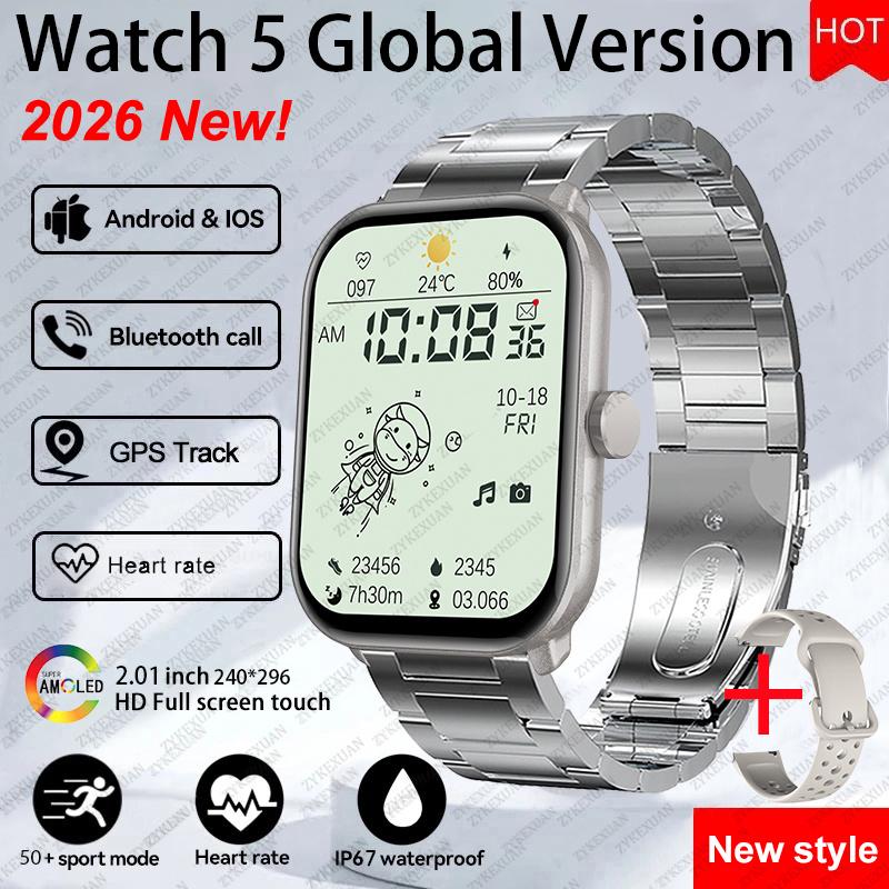 New Watch 5 Smart Watch Women AMOLED Screen Fitness Tracker Heart Rate ECG Waterproof GPS Track Call Smartwatch For iOS Android