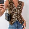 ZANZEA Women Casual Button V-Neck Leopard Print Sleeveless Vest Tops