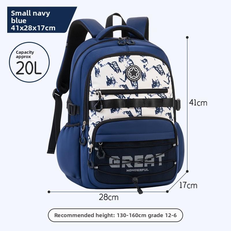 

Sesame Baby Middle School Student Backpack With Breathable Nylon For School Use Dark Blue Small