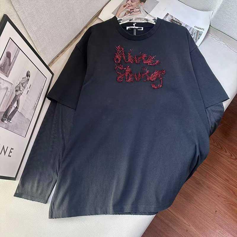 Nanyou Women s Embroidered Long-Sleeve T-Shirt: Fashionable, Simple, and Versatile Haute Couture. Large