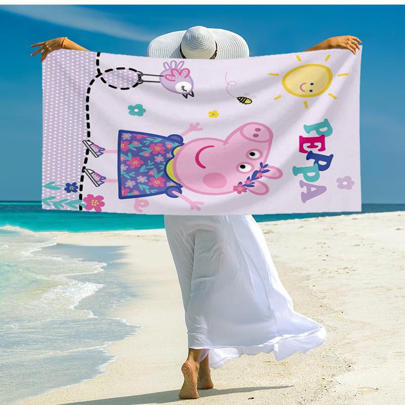 Ultra-Soft Beach Towel with Peppa Pig Theme,Ideal for Pool - Camping, Diving - Perfect Travel Essential, Vibrant Beach Towel.