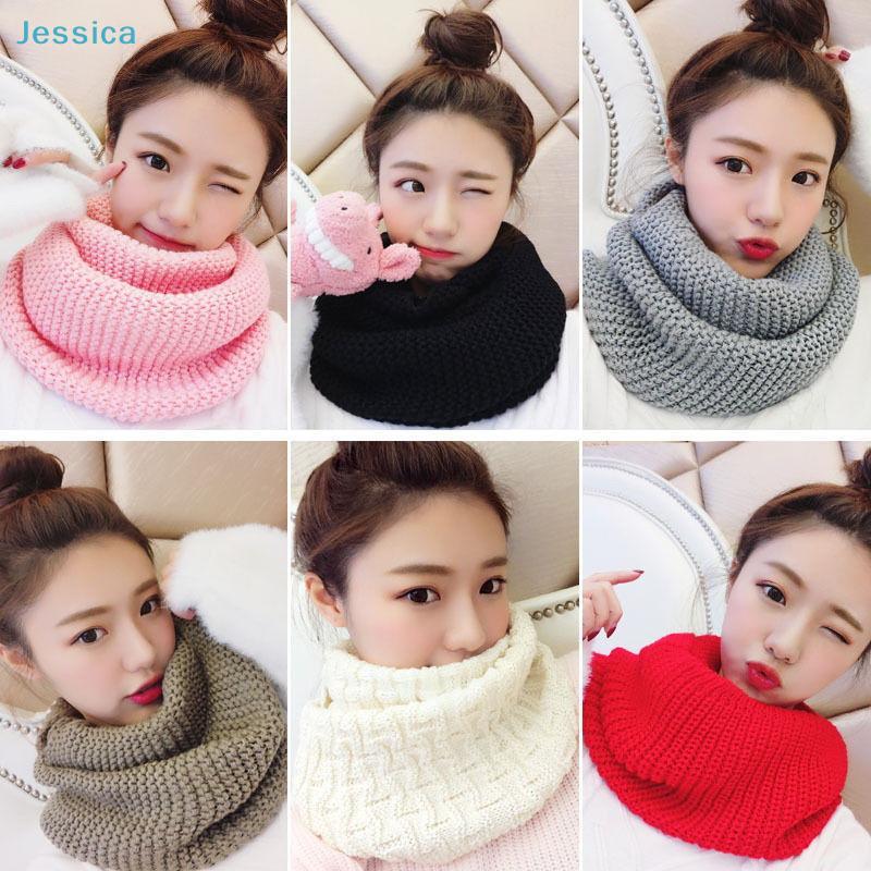 Women's Korean Style Knitted Neck Gaiter - Solid Color Thickened Warm Pullover Neck Warmer,Winter Windproof Scarf