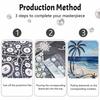 Frameless Pearl Painting DIY Kit Ocean Beach Palm Tree Seashell Starfish 3D Sparkling Bead Canvas Relaxing Creative Craft for Art Lovers