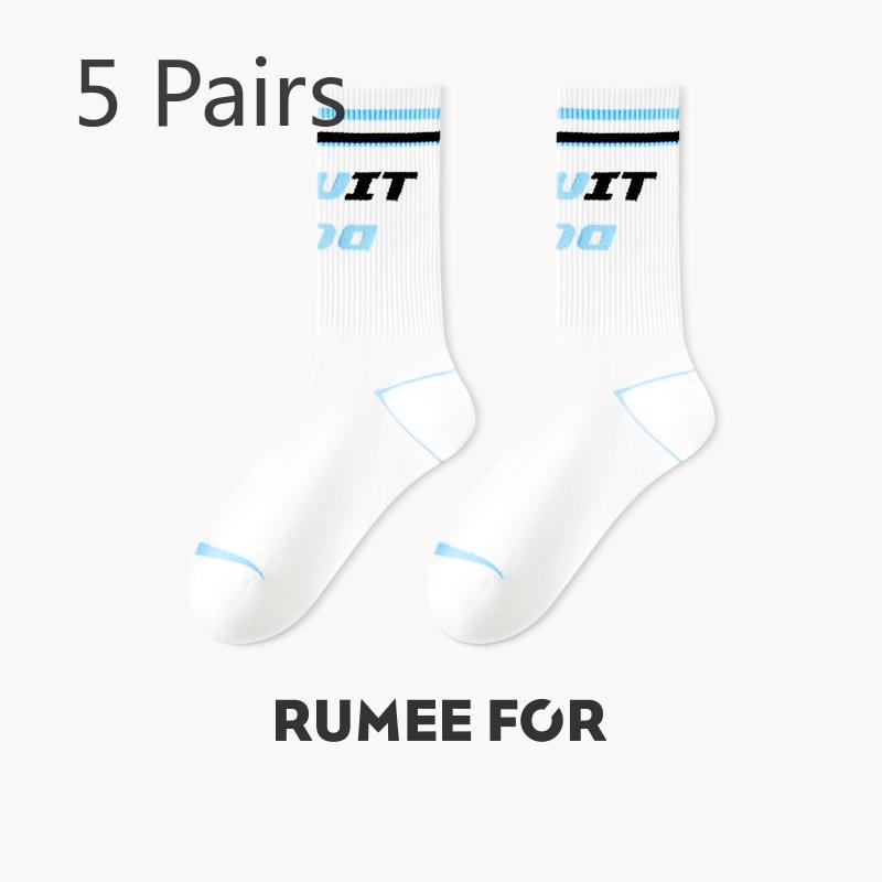 5 Pairs of Female Spring and Autumn Anti Odor Wicking Sweat Tube Sports Basketball Socks