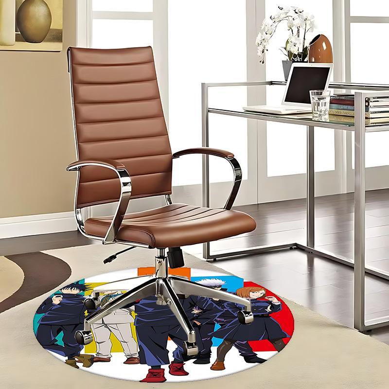 1pc Anime Cartoon Design Round Carpet  Office Chair Mat, NonSlip Rug for Home Decor