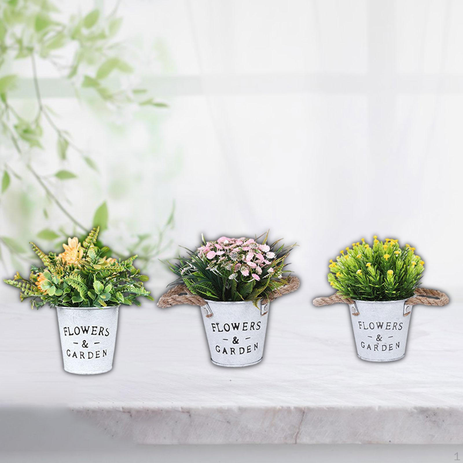 

3 шт. Мини-горшечные растения, искусственный декор, искусственный цветок в вазе, цветочный горшок для жизни With Yellow Flowers