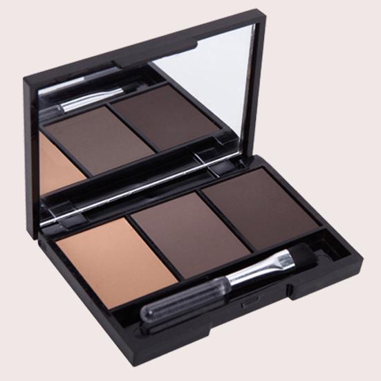 3 Farben Augenbrauenpuder mit Pinsel Spiegel Lang anhaltend Schweißfest Kosmetik