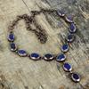 Facettierte blauer Saphir Halskette elektrogeformte Kupfer Halskette Edelstein Schmuck verstellbare Kettenhalskette handgefertigter Kupferschmuck Geschenk für sie