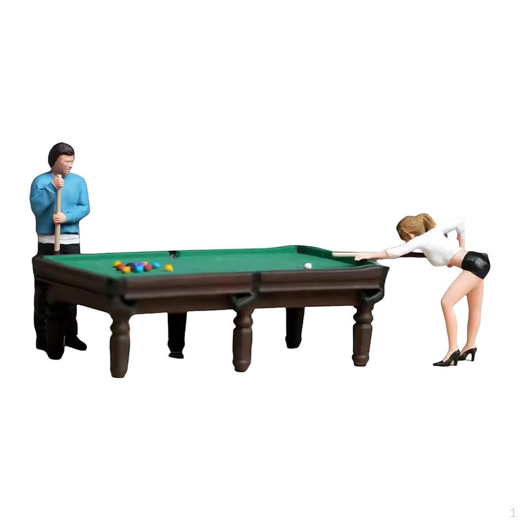 Mini Billiards Scene Hand Painted Figure Model Diorama Decoration Gift Resin Miniature Figurines for