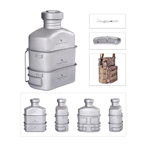 Boundless Voyage Titanium Military Canteen Titanium Canteen Rice Cooker Set Female Kit