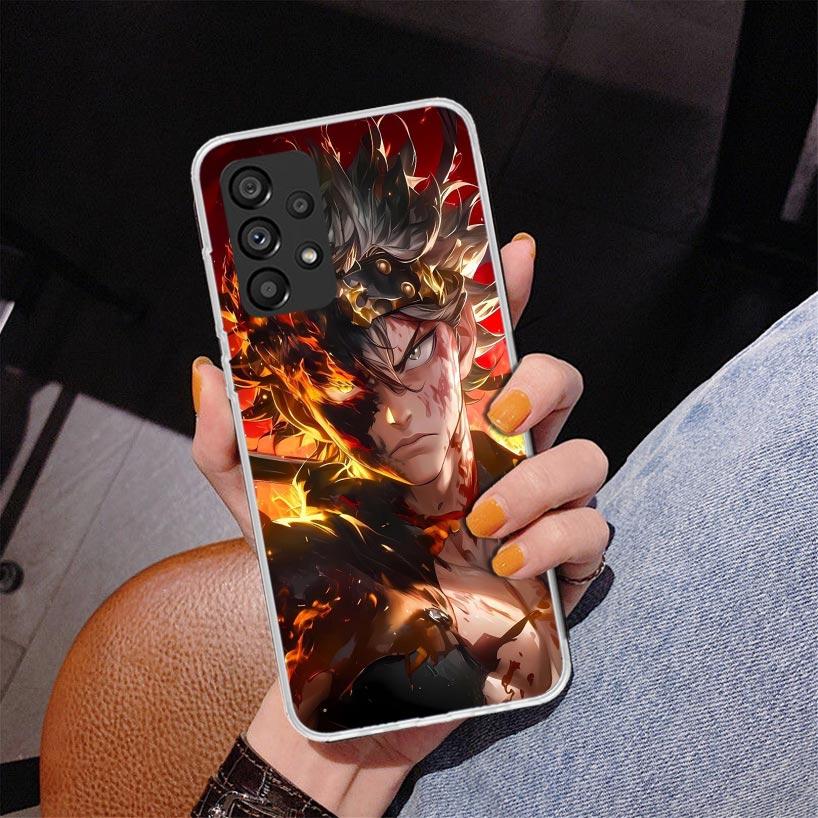 Black C-Clovers Anime Phone Case For Samsung Galaxy A52 A32 A22 A12 A51 A31 A50S A30S A20S A10S Note 20 Ultra 10 Plus S10 A72 A7
