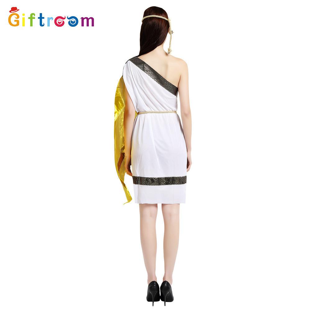 Elegant Halloween Costume Couple Outfit Egyptian Greek Gold Cloak For Stage Performances