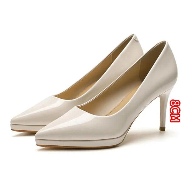 2026 Women's Sexy High Heels Pumps Patent Leather Platform High Heels Shoes Club Party Pointed Toe Stiletto Female Office Shoes