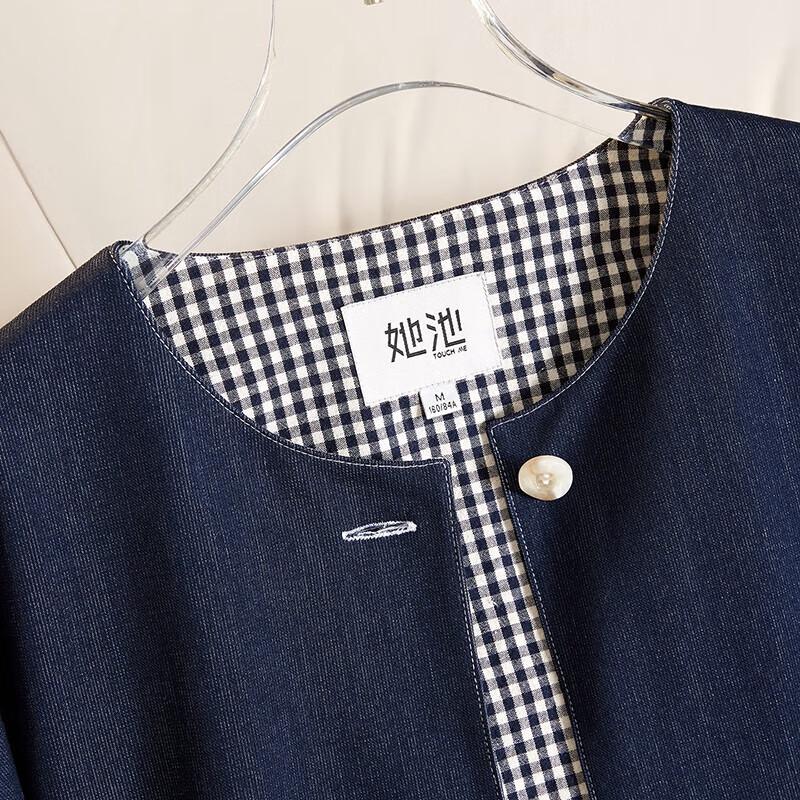 Women's Plaid Patchwork Round Neck Short Jacket