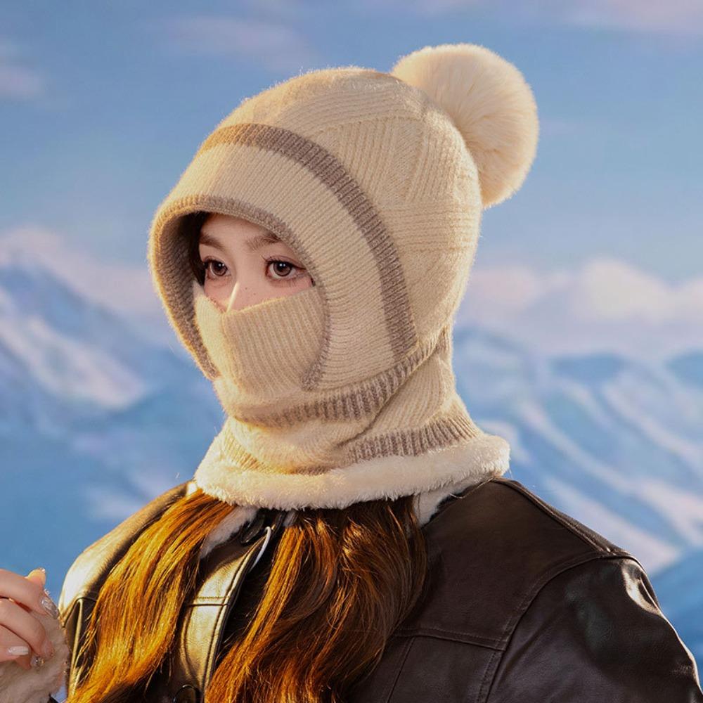 Double Layer Ear Protection Hat Plus Plush Beanie Hat Outdoor Knitted Hat Winter