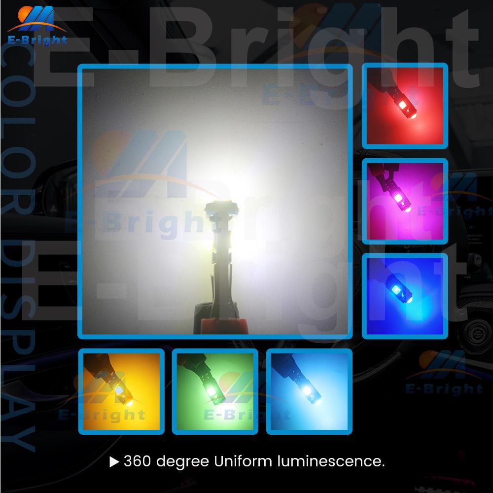 10PCS T5 W3W PCB 3030 3 Led Car Dashboard Bulbs Warming Instrument Lights Indicator 12V DC White Ice Blue Red Green Amber Pink Dome Lights 6