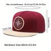2 Stück Stickerei Flat Brim Hut Hip Hop Kappe Entenzungenkappe Mode Lässige Baseballkappe Scheibenkompass Anhänger Halskette Set Männer Frauen Sport Sonnenhut