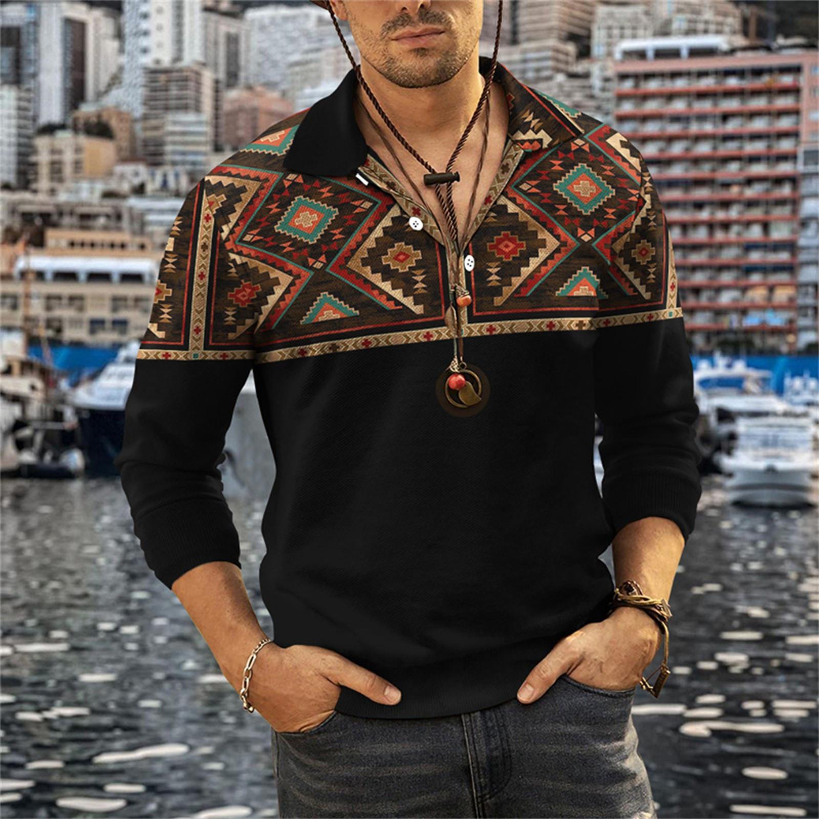 

Мужская рубашка с длинным рукавом с лацканами и повседневным принтом 3D, свободная спортивная рубашка с лацканами M фиолетовый