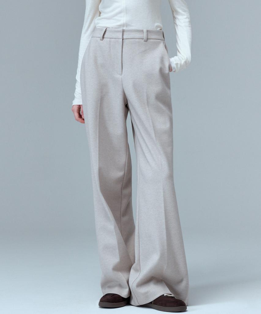 MALOUPE 2166 Heavy Brushed Wide Pants (Beige)