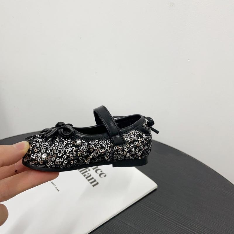 Girls' Bowknot Princess Shoes Baby Girl's Sequined Small Leather Shoes Soft Sole Non-slip Shoes