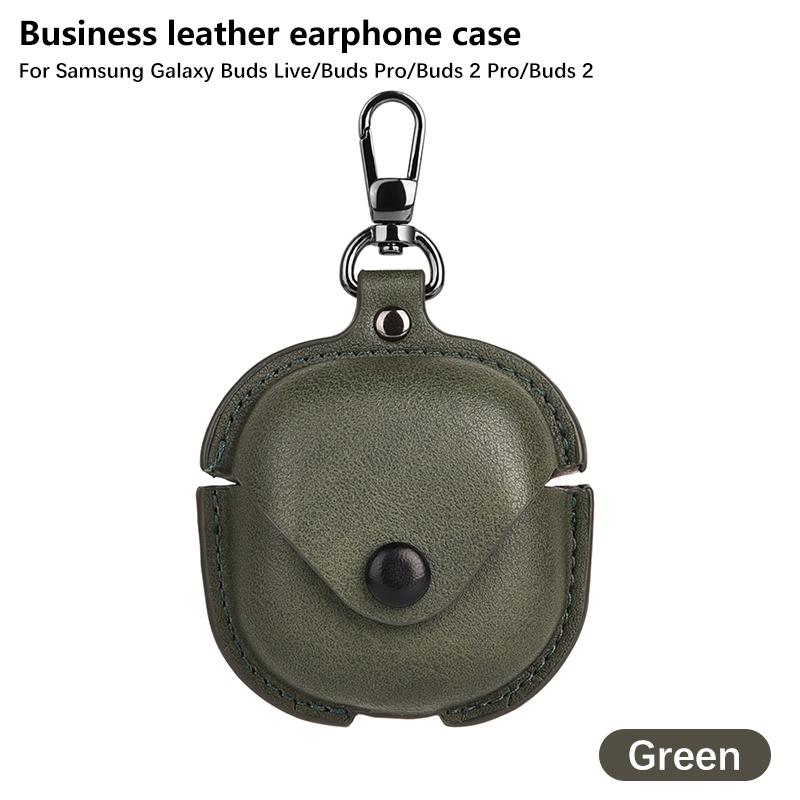 For Samsung Galaxy Buds Live FE 2 Pro Business Leather Earphone Case Cover Headphone Sleeve Solid Color Headphone Case Funda
