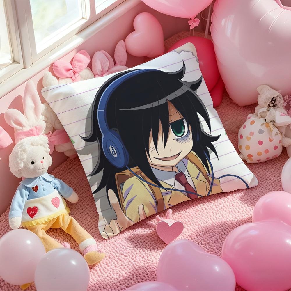 K-Kuroki T-Tomoko Pillow Case Soft Plush Fabric Double-Sided Printed Cushion Cover Warm Winter Sofa Pillow Case