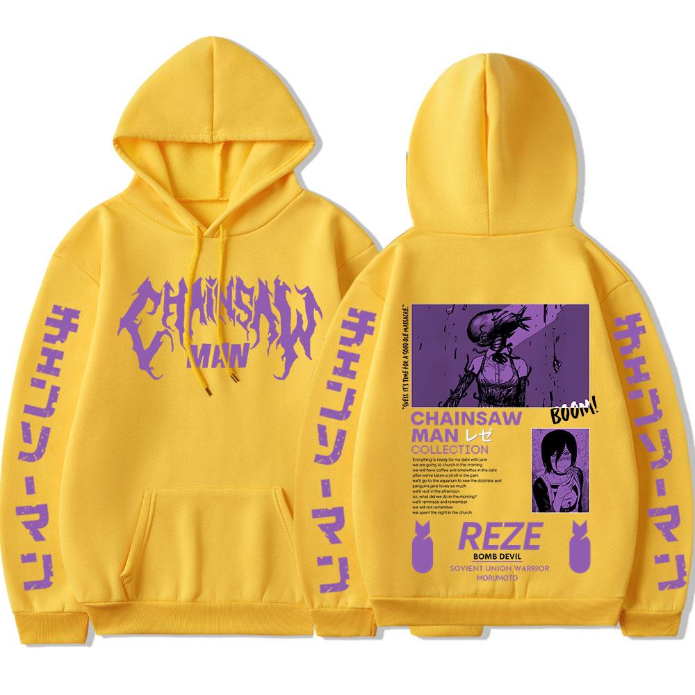 Anime Chainsaw Man Reze Harajuku Manga Grafické Mikiny Vintage Oversized s Kapucí Dlouhý Rukáv Bavlněná Mikina Pánské Dámské Oblečení