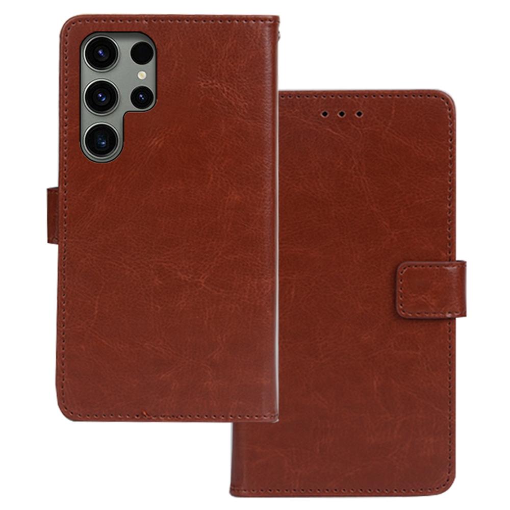 For Samsung Galaxy S24 Ultra Leather Case Phone Wallet Crazy Horse Texture