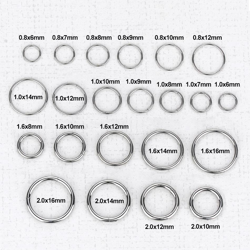 5Pcs/lot Stainless Steel Nose Ring Body Clip Hoop for Women Men Cartilage Piercing Segment Nose Hoop Septum Clicker Lip Ear Ring