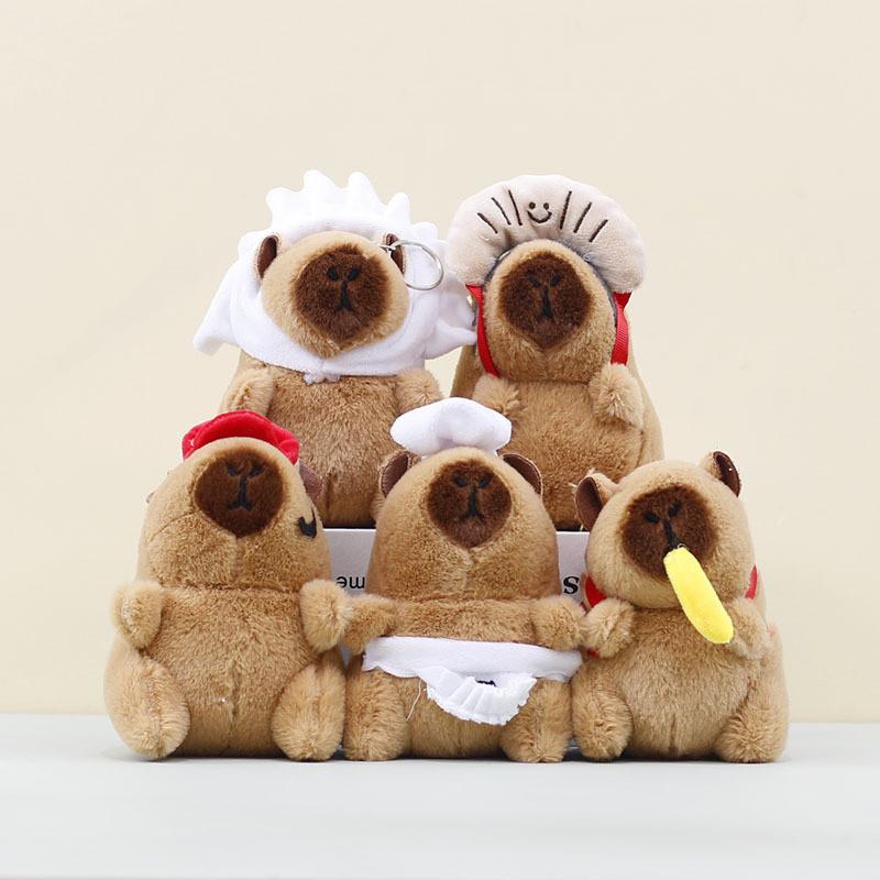 Capybara Cook Plush Pendant Toy Keychain Stuffed Doll Bag Decoration Gift Kids