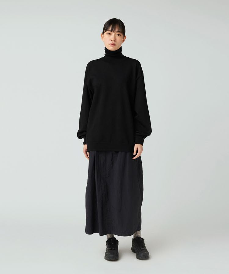 Snow Peak Washable Wool Turtleneck Knit Knit and Sew Long Sleeve for Men and Size S KN-25AU002 Sweater/Cut T-Shirt Women, Black,