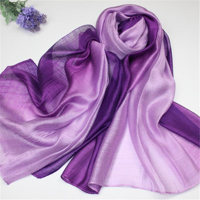 Lamaxapa 2018 New Fashion Summer/Autumn Solid Gradient Women/Lady Real 100% Silk Scarf Thin Shawls And Wrap Long Female Echarpe