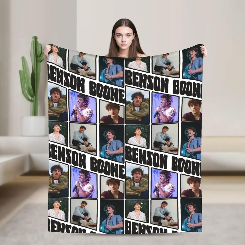 Benson Boone Vintage Style Blankets  Plush Funny Warm Throw Blankets for Bed Sofa Autumn/Winter
