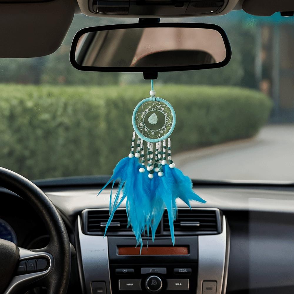 Hand Knitting Dream Catcher Car Pendant Handmade Crystal Stone Car Pendant  Mirror Decoration