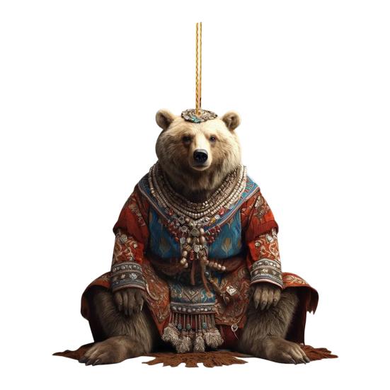 Polar Bear Christmas Ornament Cute Bear Xmas Tree Ornament 2D Acrylic Hanging Pendant for Car Interior Home Decor