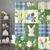 Ostern Niedlicher Hase Duschvorhang, Niedlicher Floraler Ösen Deko Duschvorhang für Badezimmer, Wasserdichter Duschvorhang mit Haken