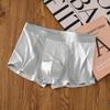 Men Boxer Briefs Mid-rise Elastic Waistband Breathable Mesh Shorts Underwear Solid Color U-Convex