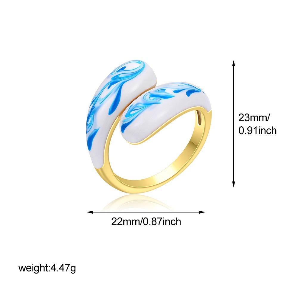 Chinese Style Enamel Drip Oil Ring Vintage Cuff Ring  Hand Accessories