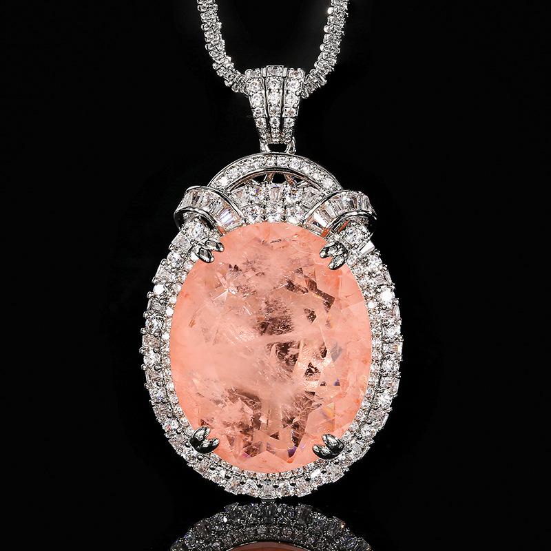 

Jewelry Jewelry Pendant Necklace Color Treasure Paraiba Morgan Pink Pigeon Egg Fashion Retro Light Luxury