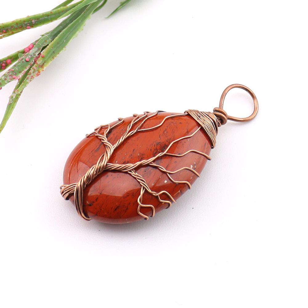Natural Agate Crystal Tree of Life Pendant Necklace