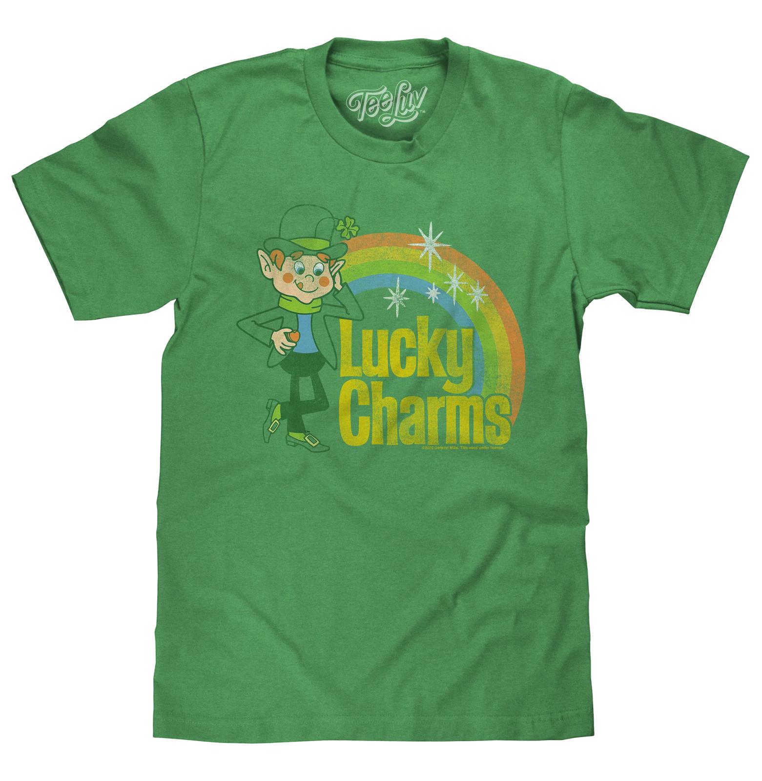 Lucky Charms Retro Rainbow Mens T Shirt Green L