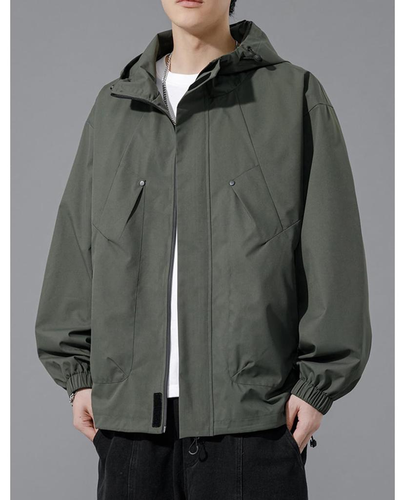 OKJCON Ensfarvet Plussstørrelse Herre Høst/Vinterfrakk, Casual, Business, Stilig, (3XL, Grønn)