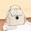 Korean Wide Strap Girl Crossbody Bag Fashion Contrast Women's Shoulder Bag Simple and Cute Girl Round Bag Metal Decoration PU