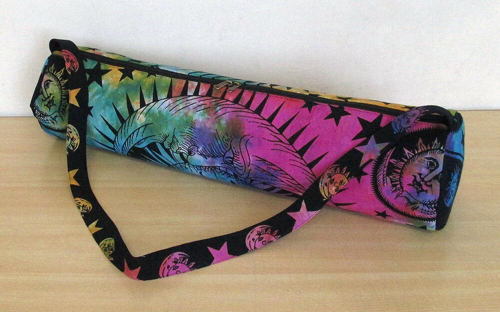 Multi Color Moon Pattern Mandala Yoga Mat Bag Adjustable Strap, Indian Yoga Mat Bag, Handmade Sport Gym Bag, Carrier Bag, Pilates Bag