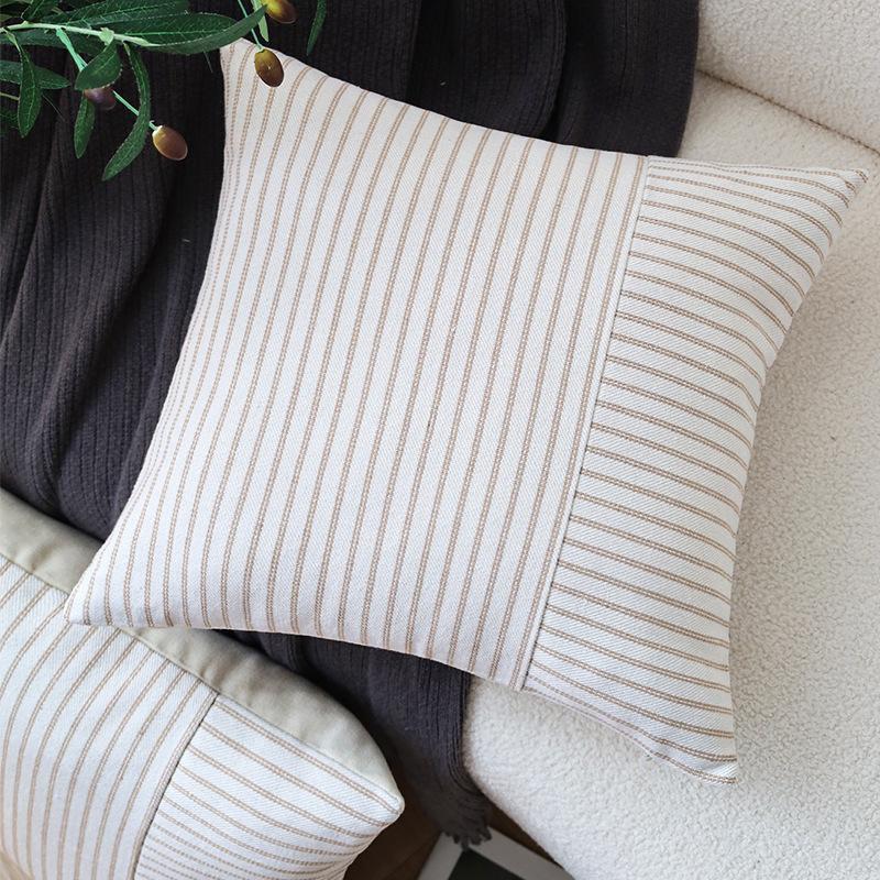 Striped Stitching Pillowcase Cushion Home Decoration Pillowcase Ins Style Decorative Pillowcase