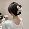 Korean Style Christmas Plush Hair Claw Lamb Wool Shark Grab Clip Sweet Bow Hair Clip  Girls