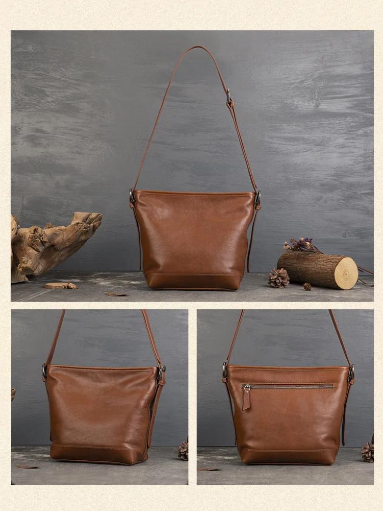 Johnature Genuine Leather Women's Bag Retro Soft Cowhide Large Capacity Casual Versatile Shoulder Crossbody Bags