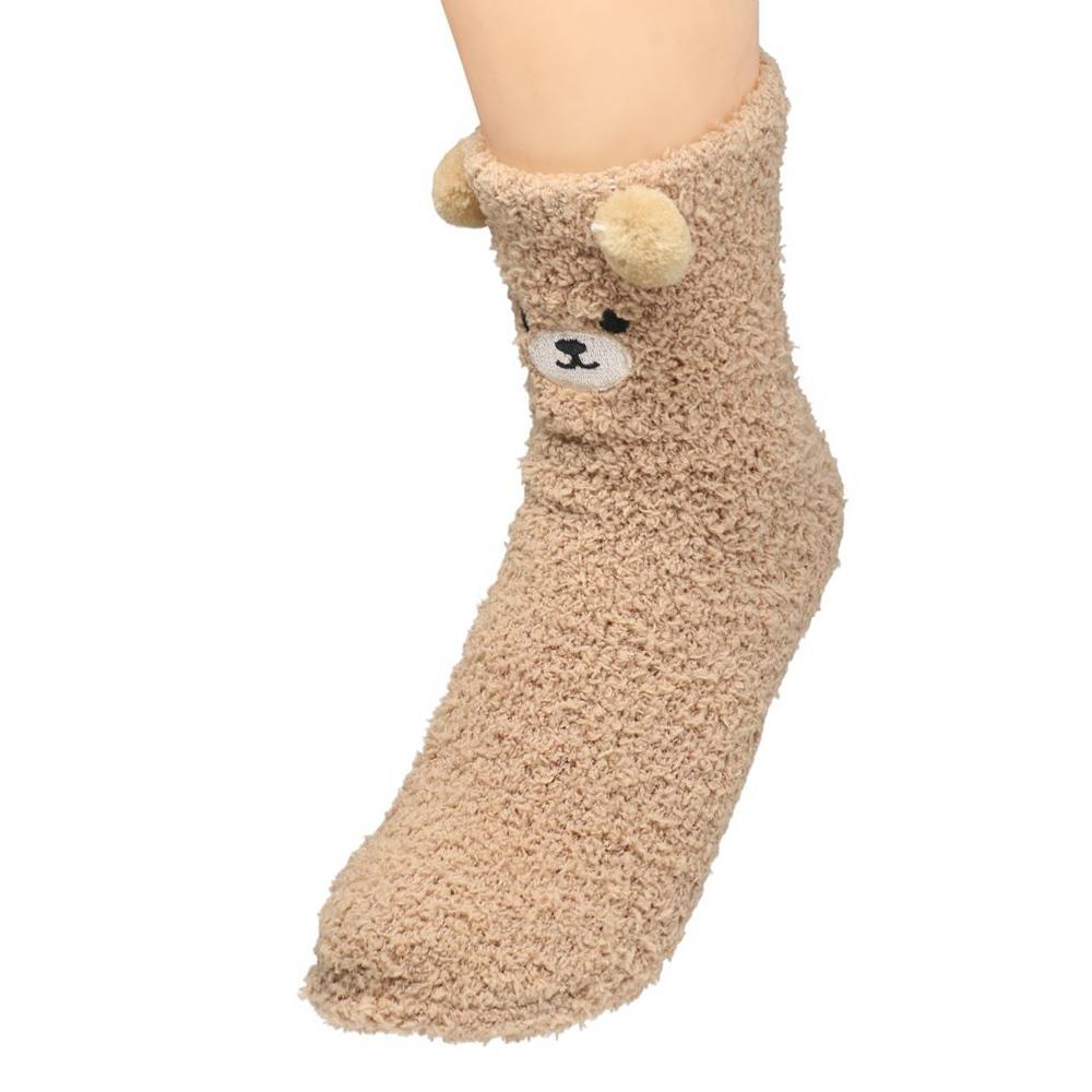 Korean Style Thermal Warm Coral Fleece Cute Dog Socks Home Sleep Socks Calf Socks Women Hosiery