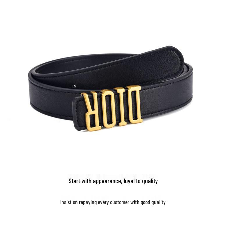 Women's Korean Style Leather Belt with Letter Buckle - Minimalist Fashion Belt for Skirts and Pants