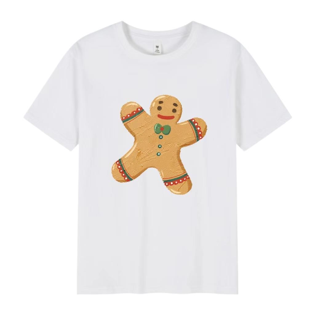 Christmas Short Sleeved Gingerbread Printed Womens Comfortable Harajuku Streetwear Tshirt New Year Party Clothing